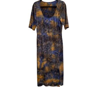 Connected Apparel Maxi Tie Dye Dress Sz 8 Whimsigoth Fall Dark Romantic Stretchy